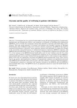 Glycemia and the Quality of Well-Being in
