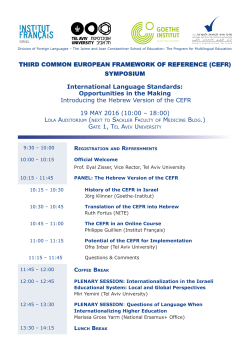 (CEFR) SYMPOSIUM International Language Standards