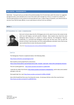 ma3 notes - trigonometry week 1 pythagoras in 2 and 3 dimensions