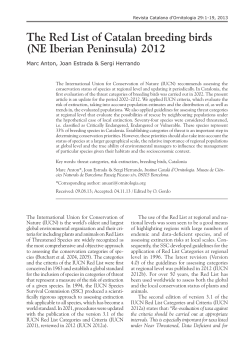 The Red List of Catalan breeding birds (NE Iberian Peninsula) 2012