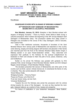 Day 1 - Sant Nirankari Mission