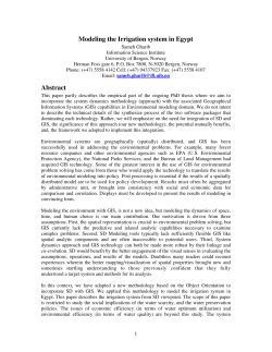 Modeling the Irrigation System in Egypt.