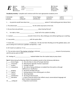 PERIOD ______ DATE ______ Vocabulary Activity: Complete each