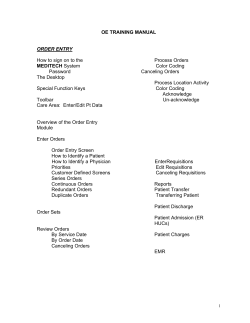 OE TRAINING MANUAL ORDER ENTRY How to sign on to the