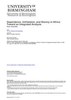 University of Birmingham Dependence, Unfreedom, and Slavery in