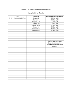 Reader`s Journey &ndash; Advanced Reading Class Pacing