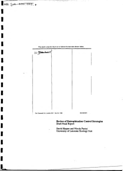 Revlew of Eutrophication Control Strategies Draft Final Report