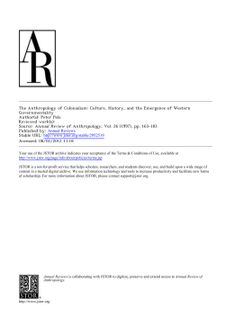 The Anthropology of Colonialism: Culture, History, and the