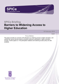 Barriers to Widening Access to Higher Education