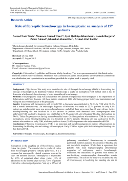 Role of fibreoptic bronchoscopy in haemoptysis: an analysis of 157