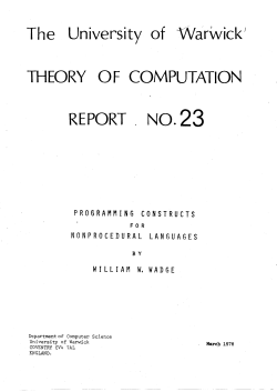 The Univensity of Warwlck - Department of Computer Science