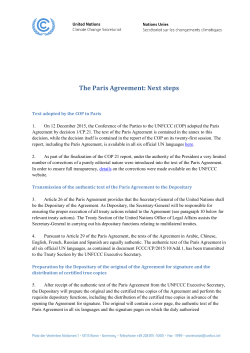 The Paris Agreement: Next steps