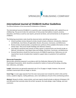 International Journal of Childbirth Author Guidelines