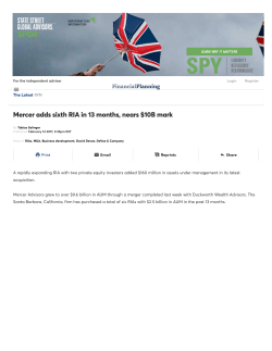 Mercer adds sixth RIA in 13 months, nears $10B