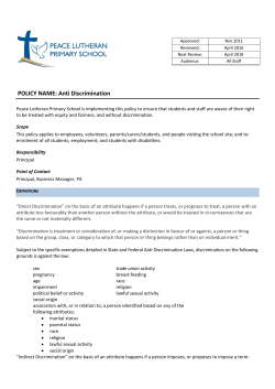 Anti Discrimination - Peace Lutheran Primary School