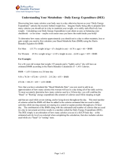 Understanding Your Metabolism &ndash; Daily Energy Expenditure (DEE)