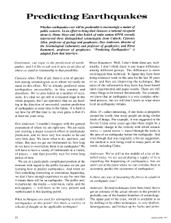 Predicting Earthquakes