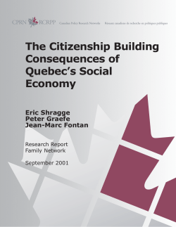 The Citizenship Building Consequences of Quebec`s Social Economy