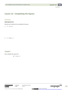 Lesson 12: Completing the Square