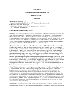SYLLABUS Anthropology/International Relations 1232 WAR AND