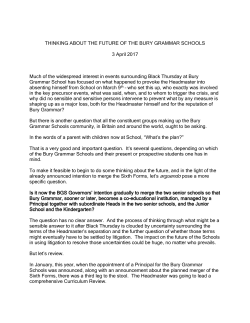 THINKING ABOUT THE FUTURE OF THE BURY GRAMMAR