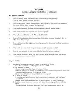 Chapter 6 Interest Groups: The Politics of Influence