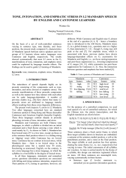 tone, intonation, and emphatic stress in l2 mandarin speech by