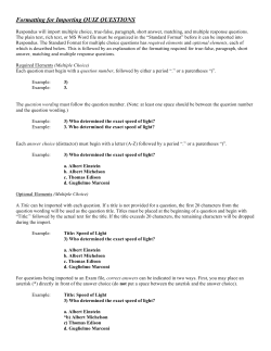 Formatting for Importing QUIZ QUESTIONS