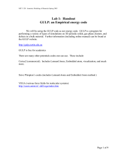 Lab 1: Handout GULP: an Empirical energy code