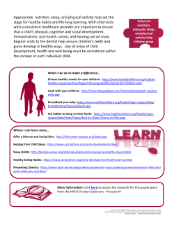 Appropriate nutrition, sleep, and physical activity help set the stage