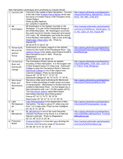 My New Hampshire Landscapes and Landforms Entry Sheet