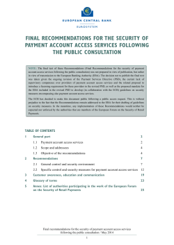 Final recommendations for the security of payment account