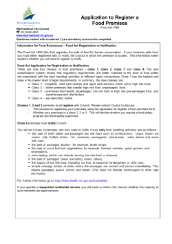 Application to Register a Food Premises