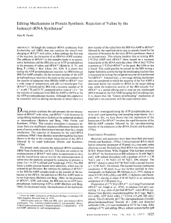 Editing Mechanisms in Protein Synthesis. Rejection of Valine by the