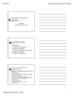 Introduction to Human Learning Learning Theories