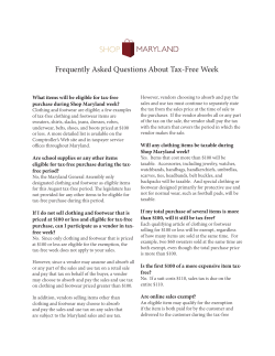 Frequently Asked Questions About Tax-Free Week