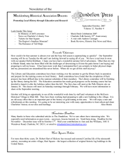 Newsletter of the From the Chairman Newsletter Deadline Hart
