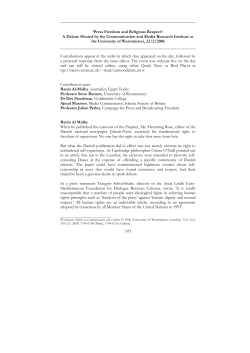 103 `Press Freedom and Religious Respect`: A Debate Hosted by