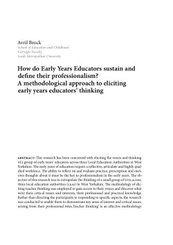 How do Early Years Educators sustain and define their