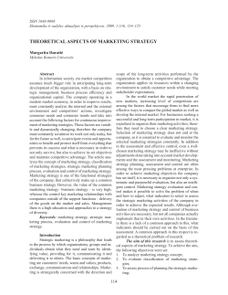 THEORETICAL ASPECTS OF MARKETING STRATEGY