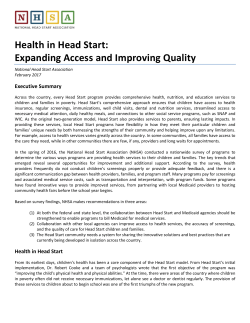 Health in Head Start: Expanding Access and Improving Quality