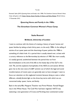 Queering Home and Family in the 1980s: The Greenham Common