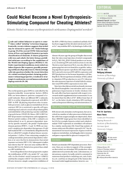 Could Nickel Become a Novel Erythropoiesis
