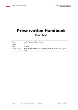 AHDS Preservation Handbook: plain text
