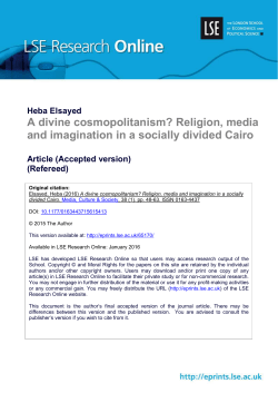 Heba Elsayed A divine cosmopolitanism? Religion, media and