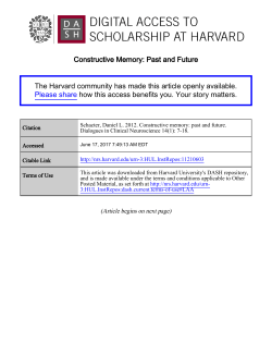 Constructive Memory: Past and Future The Harvard community has