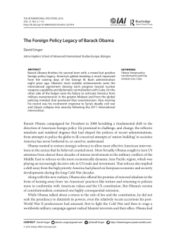 The Foreign Policy Legacy of Barack Obama