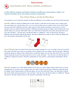 Family Activities School Readiness Skill: Notices similarities and