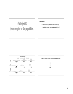 Samples: &bull; Unbiased (central tendency) &bull; Stable (precision