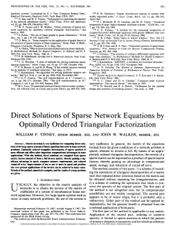 Direct Solutions of Sparse Network Equations by Optimally Ordered